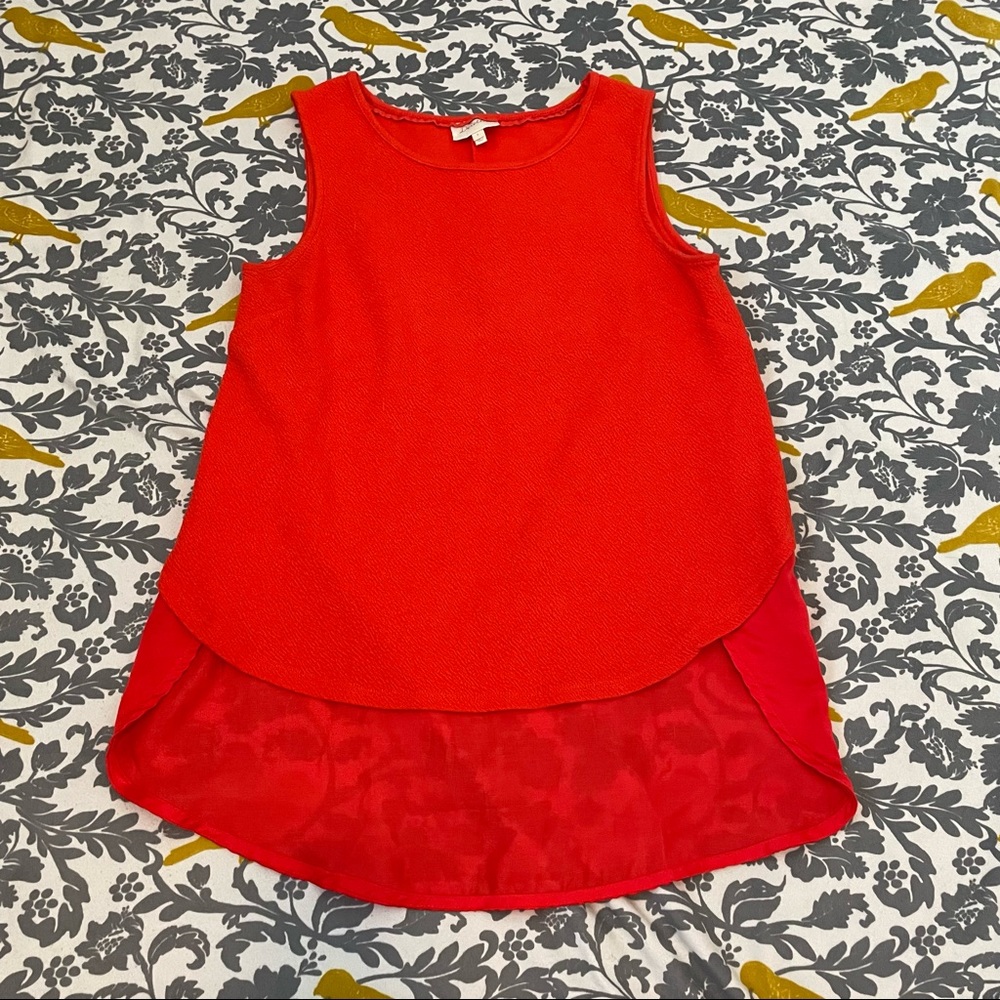 Anthropologie Deletta Orange Sania High Low Top EUC Size S